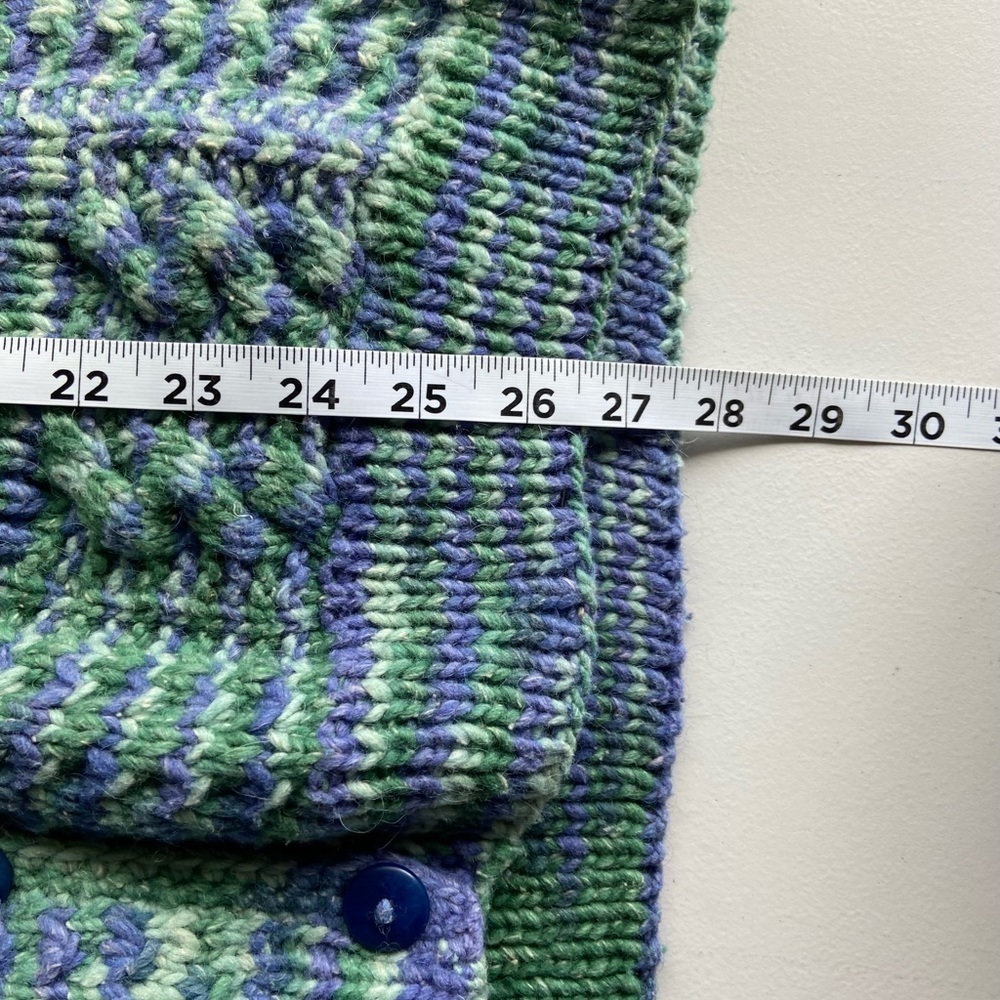 Vintage Hand Knit Cardigan Wool Blend Cable S Large Grandma Chunky Boho Heavy - Picture 6 of 10